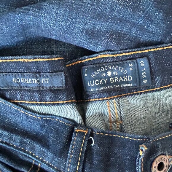 Lucky Brand 410 Athletic Fit Jeans Dark Wash Denim Size 33/30 Men's - Picture 5 of 9